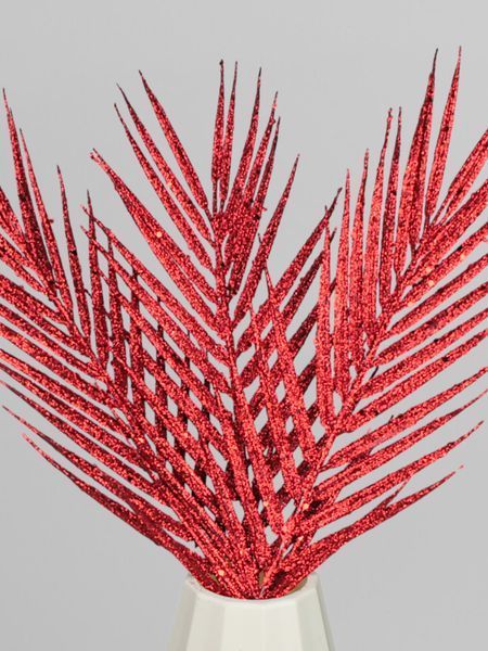 Пальмова гілка з глітером і пайєтками, червоний, 43 см Р03123 фото
