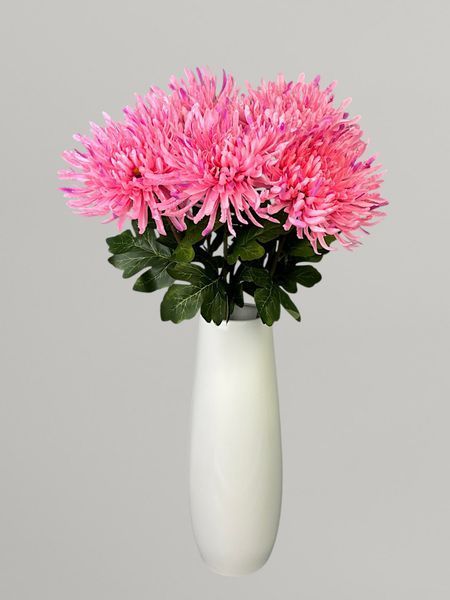 Букет из 5 розовых сатиновых хризантем, высота 72 см А637 фото