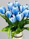 Искусственный тюльпан из латекса с одним листком, голубой, 33 см К07179 фото 5