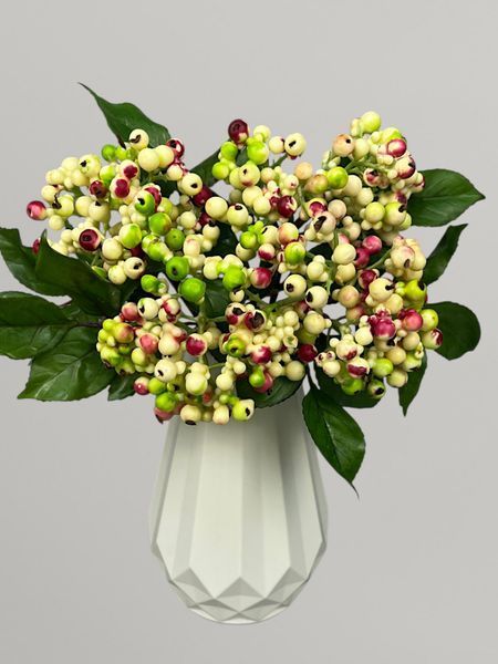 Штучні ягоди для флористики, білий, 30 см Р07048 фото