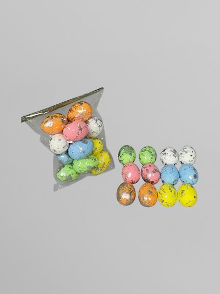 Искусственные яйца на Пасху с серебром, разноцветные, 3*4 см, 12 шт. С0115 фото